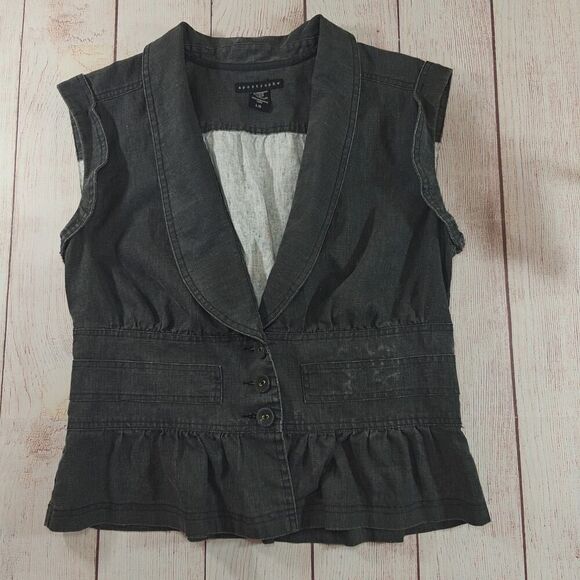 Apostrophe shawl collar peplum denim jacket vest sz L - Picture 5 of 8